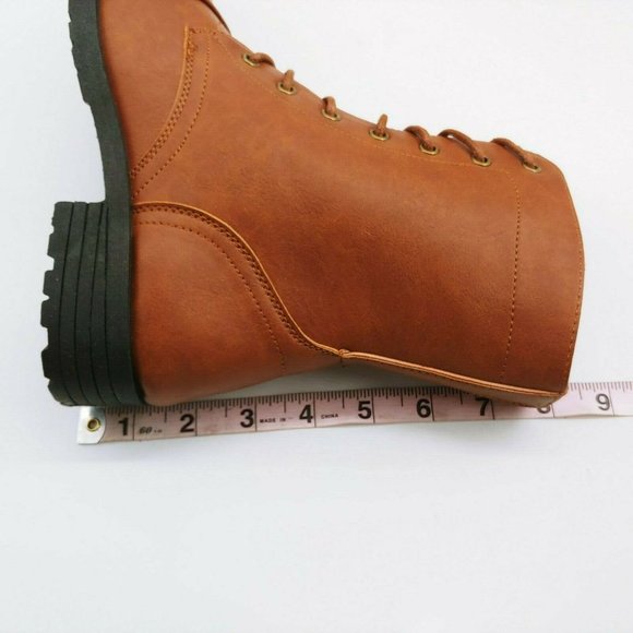 Wild Diva Lounge Tasha 04 Combat Boots Cognac New - Picture 7 of 10